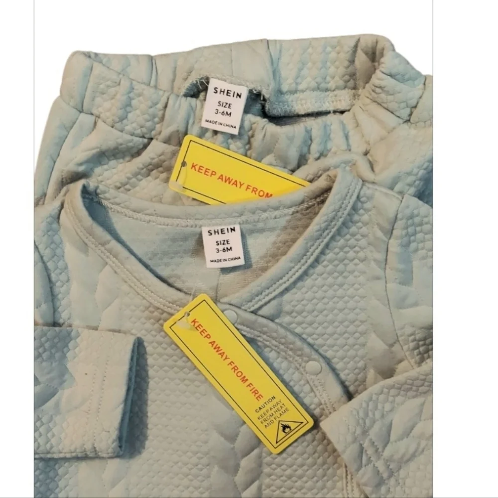 NWT Kids Shein 2 Pc Cable Knit Pajamas in Mint Green ~sz 3-6M